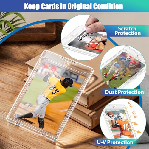 25 Pack Magnetic Card Holders for Trading Cards - Slim 35pt One Touch Protectors with Magnetic Closure
