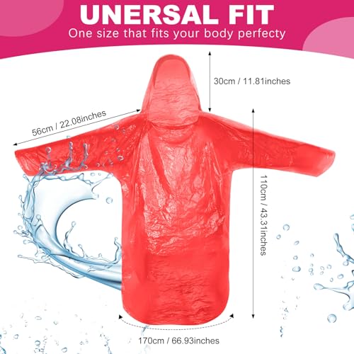 Disposable Rain Ponchos with Hood - 150 Pack Emergency Rainwear - Red & Yellow Variations