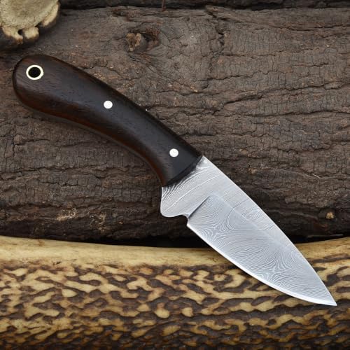Fixed Blade Utility Knife with Rosewood Handle & Sheath – Hunting & EDC Knife