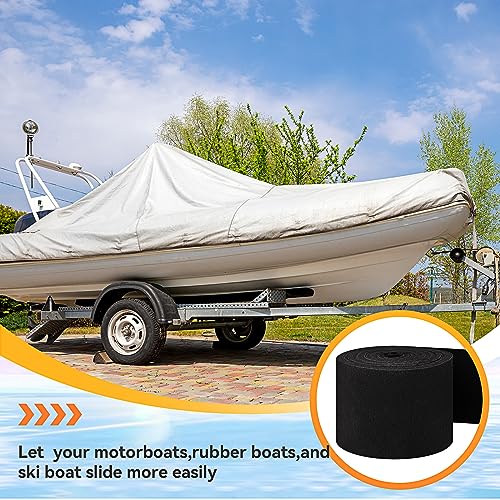 Timgle Boat Trailer Bunk Carpet - 12 in x 118 ft, 6mm Thick Black Marine Carpet