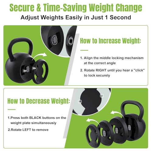 Hezeyferg Black 2-in-1 Adjustable Kettlebell for Home Gym & Strength Training