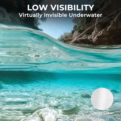 Monofilament Fishing Line - Ghost Clear, 10LB, 600 Yards - High Strength & Abrasion Resistant
