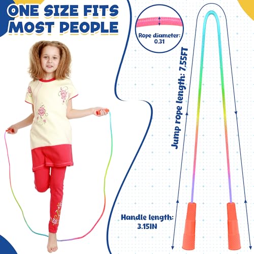 6 Pack Kids Jump Ropes - Adjustable Nylon Skipping Ropes with Handles