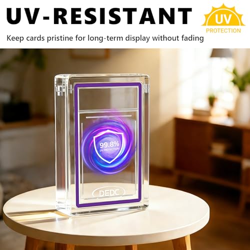 DEDC 4-Pack Transparent Acrylic Card Display Case for PSA Slab Guard - Magnetic Stand, UV Resistant, 3.2cm Thick, Fits Standard Trading Cards