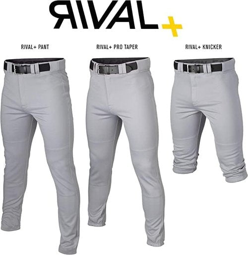 Easton Men's Rival+ Baseball Pants - Full Length Semi-Relaxed Fit | Adult Sizes | Piped | Various Colors
