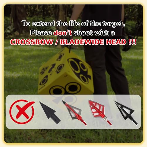 Kalkal Yellow Foam Archery Target, 6-Side Self-Healing Block with Carry Handle
