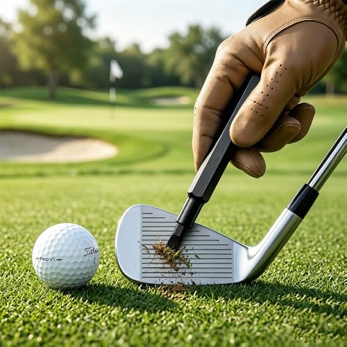 Golf Club Groove Sharpener Tool with Magnetic Quick-Change - Black - 4 Tips, Aluminum Handle