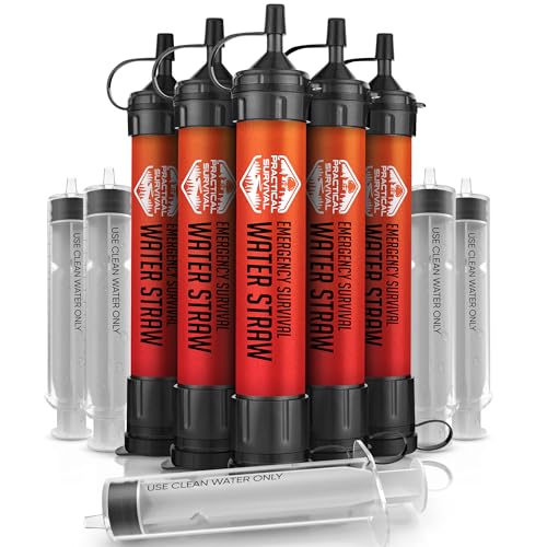 Practical Survival Reusable Water Filter Straw 5-Pack - Emergency & Outdoor Hydration