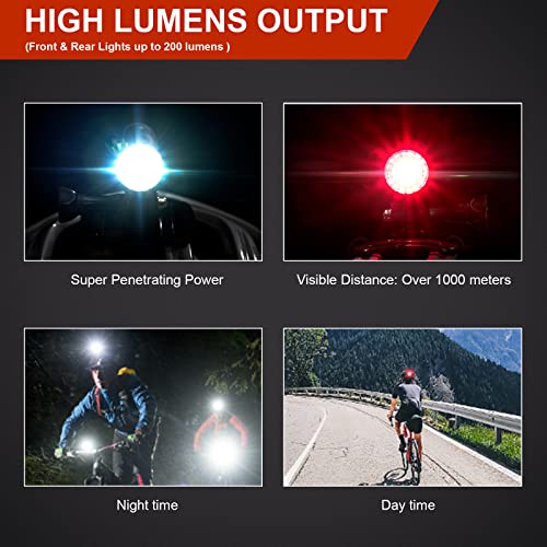 Bike Helmet Light Set Front Rear USB Rechargeable Waterproof Safety