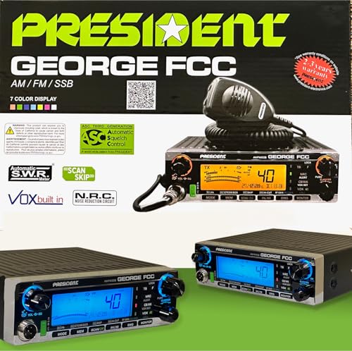 President CB Radio with FM/AM/SSB, Large LCD Weather Alert, USB, VOX, Scan Skip