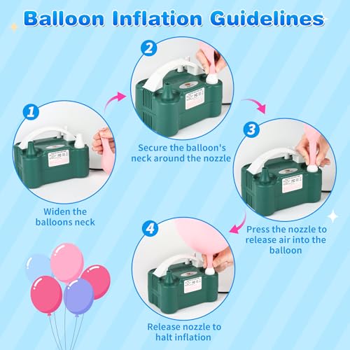 Dark Green Portable Electric Balloon Pump with Dual Nozzles for Party Decorations