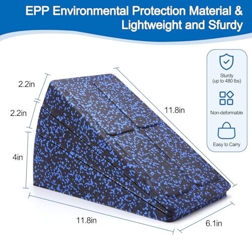 Calf Stretching Slant Board Set 3 Pieces with Adjustable Angles - Black & Blue