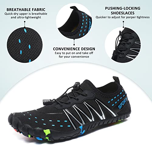 Water Shoes for Men Women Beach Barefoot Swim Pool Aqua Socks 8.5 Women/7.5 Men - Black