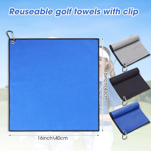 Batiyeer Bulk Golf Towels 16x16 Inches with Clips - Assorted Colors, Pack of 50