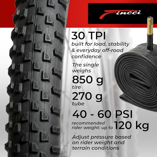 Fincci 29x2.10 Mountain Bike Tire & Tube Set - Black, Foldable, 52-622