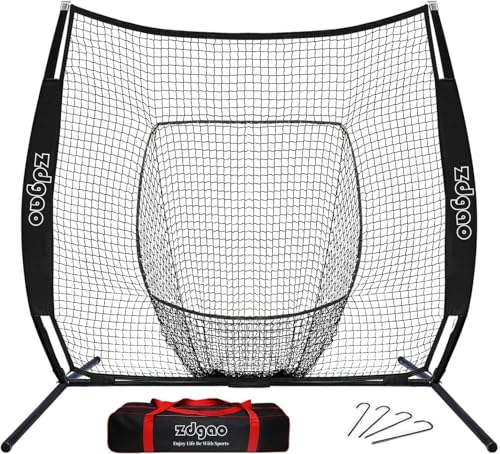 BLACK 7x7FT Baseball Net for Batting Hitting Pitching Training - Pop-up Frame