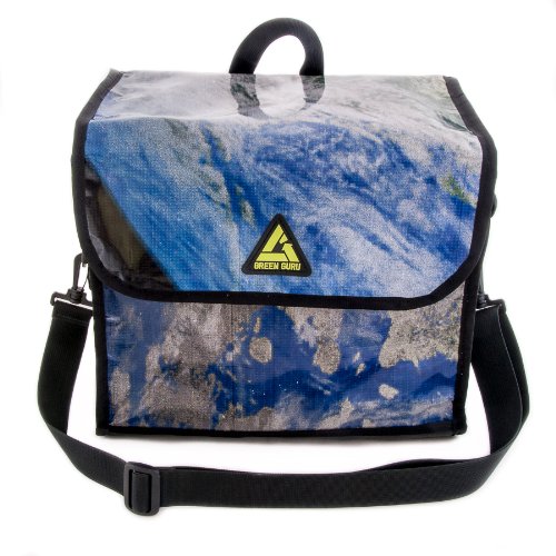 Green Guru Large Multi-Colored Bicycle Pannier Made in USA, Upcycled Vegan Materials