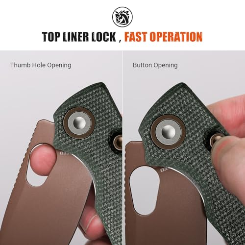 Vosteed Porcupine EDC Pocket Knife Green Copper Dune 2.99" Blade Locking Folding Knife