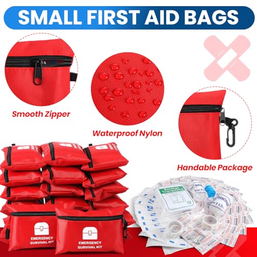 Bulk Mini First Aid Kits with Waterproof Zipper Pouches - 1740 Pieces for Travel, Home, Outdoor & Emergency Use