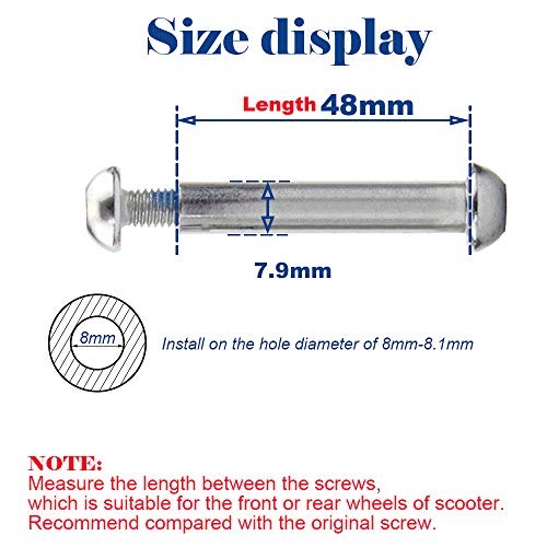 8mm x 48mm Carbon Steel Axle Bolt Set for Kick Scooters - 8.8 Grade, 800+lb Capacity