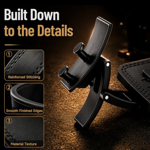 Heavy Duty Adjustable Leather Weightlifting Belt - Black, L (34-40in) | 10mm Thick 4-Inch Wide Support for Men & Women