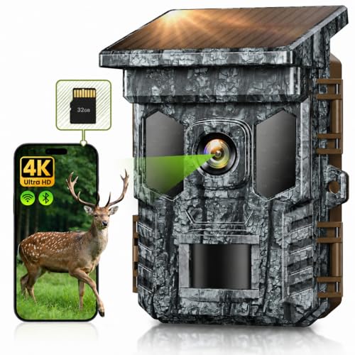 Dark Gray 4K 64MP Solar Trail Camera WiFi Night Vision Motion Activated with 32GB Card