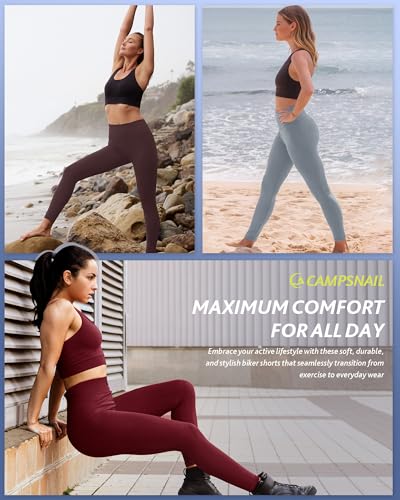 Women’s High Waisted Tummy Control Leggings - 4 Pack No Pockets Small-Medium Black Navy Wine