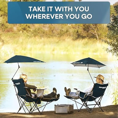 Sport-Brella Reclining Beach Chair Midnight Blue with Umbrella & Footrest - UV Protection