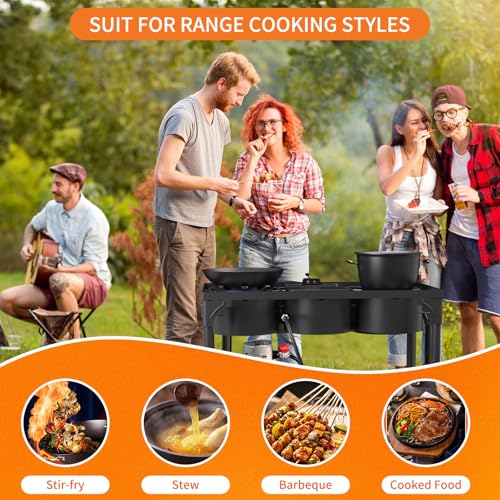 ADREAK 3 Burner Propane Gas Stove - Outdoor Camping Stove with Detachable Legs