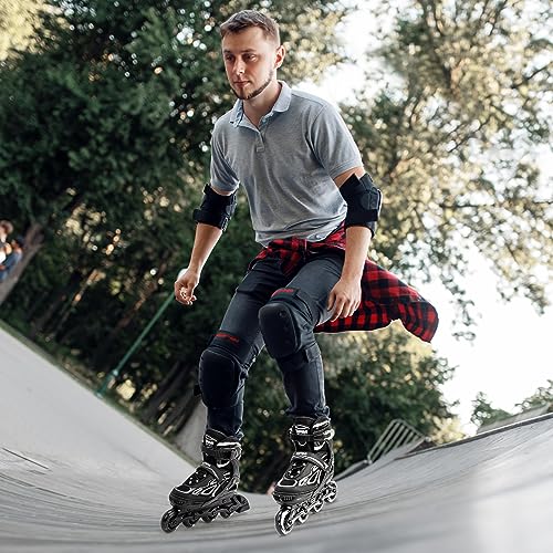 Adjustable Inline Skates for Kids and Adults - Silver, Size Large Youth 4.5-8 US
