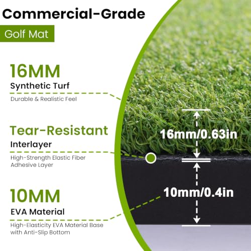 Anygulf 5' x 4' Golf Hitting Mat - XL Professional Practice Turf for Driving & Swinging