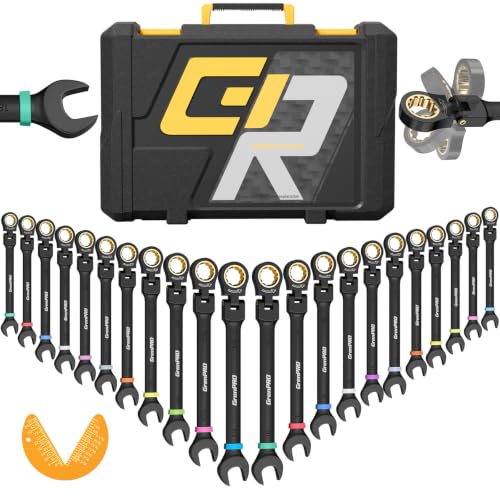 GRENPRO 23-Piece Flex Head Ratcheting Wrench Set with Color Ring (Metric & SAE)