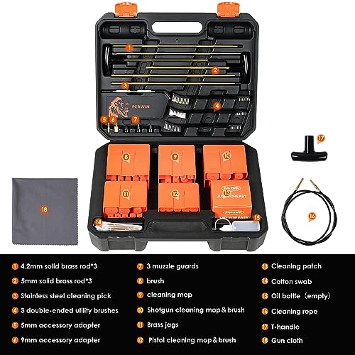 Universal Gun Cleaning Kit with Brass Brushes, Rods, Jags & Carry Case