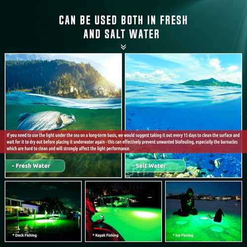 Underwater Fishing Light - Super Bright LED Fish Attractant Lamp for Boat & Docking