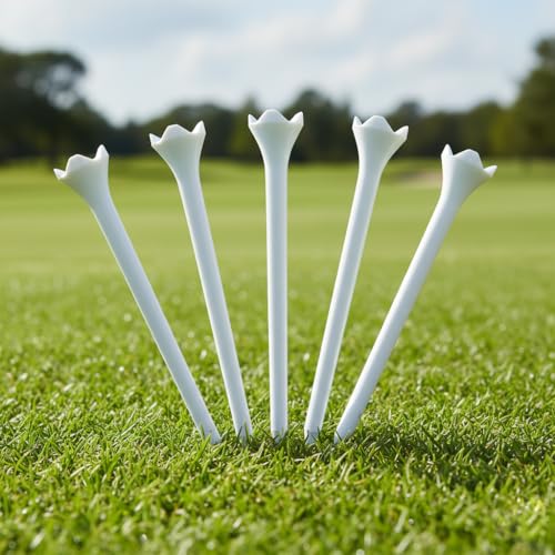 Plastic Golf Tees 3-1/4 Inch White Pack of 30 - High Visibility, Promotes Longer Drives