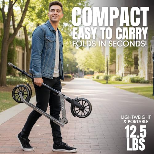 Madd Gear Kids & Teen Kick Scooter Grey/Black with Anti-Shock Suspension