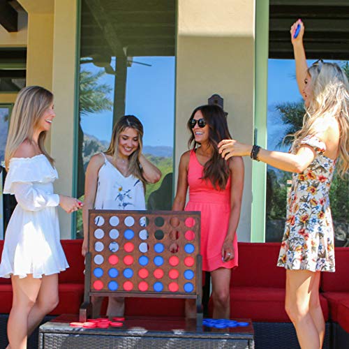 GoSports 2ft Dark Stain Finish Giant Connect 4 Game with Coins & Carry Case