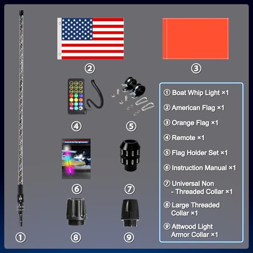 AddSafety 3FT Multi-Color LED Boat Navigation Lights with Remote - Waterproof Marine Safety Lighting