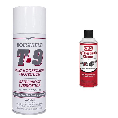 BOESHIELD T-9 Rust & Corrosion Protection/Inhibitor and Waterproof Lubrication, 12 oz. & CRC 05103 QD Electronic Cleaner -11 Wt Oz