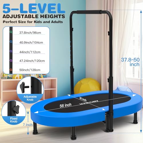 ANCHEER 56-Inch Foldable Double Mini Trampoline for Kids, Deep Blue