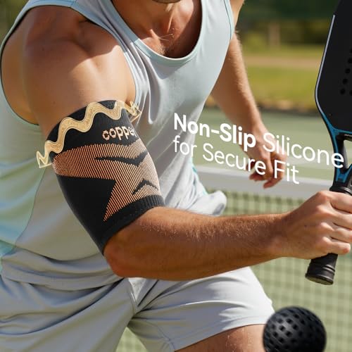 Deep Gold Copper Bicep Tendonitis Brace Large - Upper Arm Compression Sleeve