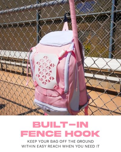 Youth Baseball & Softball Bag Backpack with Helmet Holder - Pink