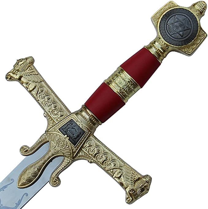 Red Medieval Warrior King Solomon Great Sword - 51 Inch Collector's Replica with Display