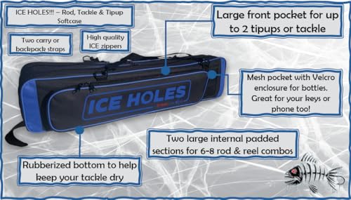 Mermaid Gear Blue Ice Fishing Rod & Reel Tackle Bag - Waterproof Multi-Use Storage