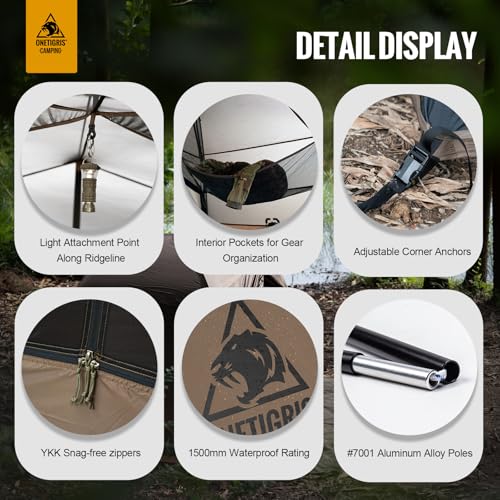 OneTigris COSMITTO 2-Person Lightweight Waterproof Camping Tent - Coyote Brown