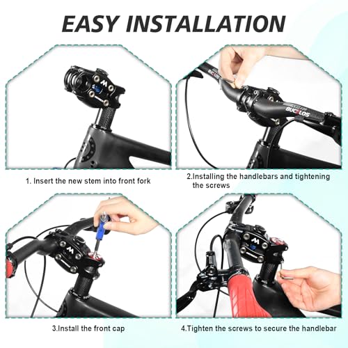 BUCKLOS 7° 90mm MTB Shock-Absorbing Bicycle Suspension Stem 31.8mm Handlebar