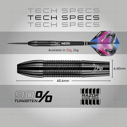 Red Dragon Peter Wright Snakebite 3 Darts Set - 22g Tungsten with Flights & Stems