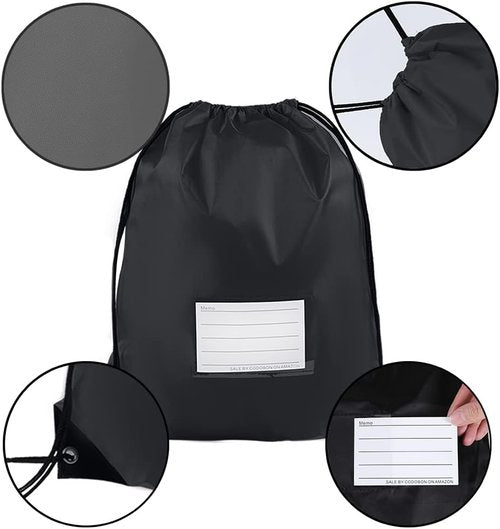 CODOBON Drawstring Bags - 16 Pack Bulk Cinch Backpack for Gym & Sports | Black Color