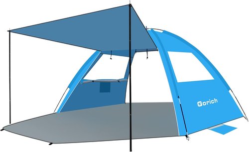 Gorich Beach Tent - Portable Sun Shelter with UPF 50+ UV Protection | Easy Setup for 3-8 Persons