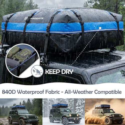 Blue Rooftop Cargo Carrier 22 Cu Ft Waterproof Car Roof Bag with Hooks & Lock
